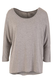 Product shot of the Milan Stretch Top in colour SilverMarl (Grey), from the front