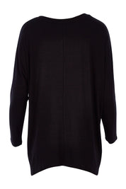 Product shot of the Geneva Vin colourNeck Top - Black (Black), from the back