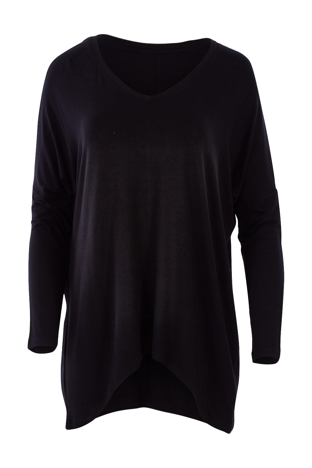 Product shot of the Geneva Vin colourNeck Top - Black (Black), from the front