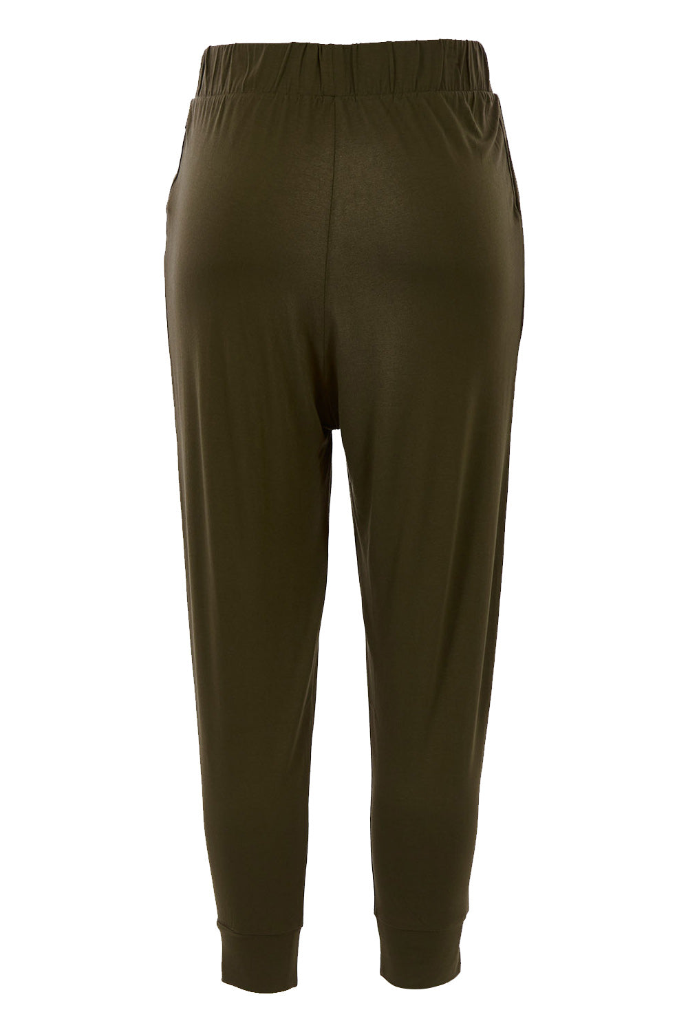 Product shot of the Darwin Pant in colour Olive (Green), from the back
