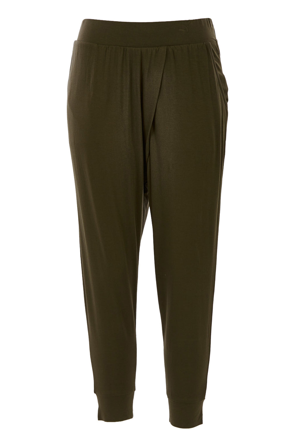Product shot of the Darwin Pant in colour Olive (Green), from the front