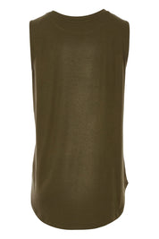 Product shot of the Capri Tank in colour Olive (Green), from the back