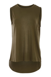 Product shot of the Capri Tank in colour Olive (Green), from the front