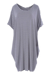 Product shot of the Maui Dress in colour Navywhite (Blue), from the front