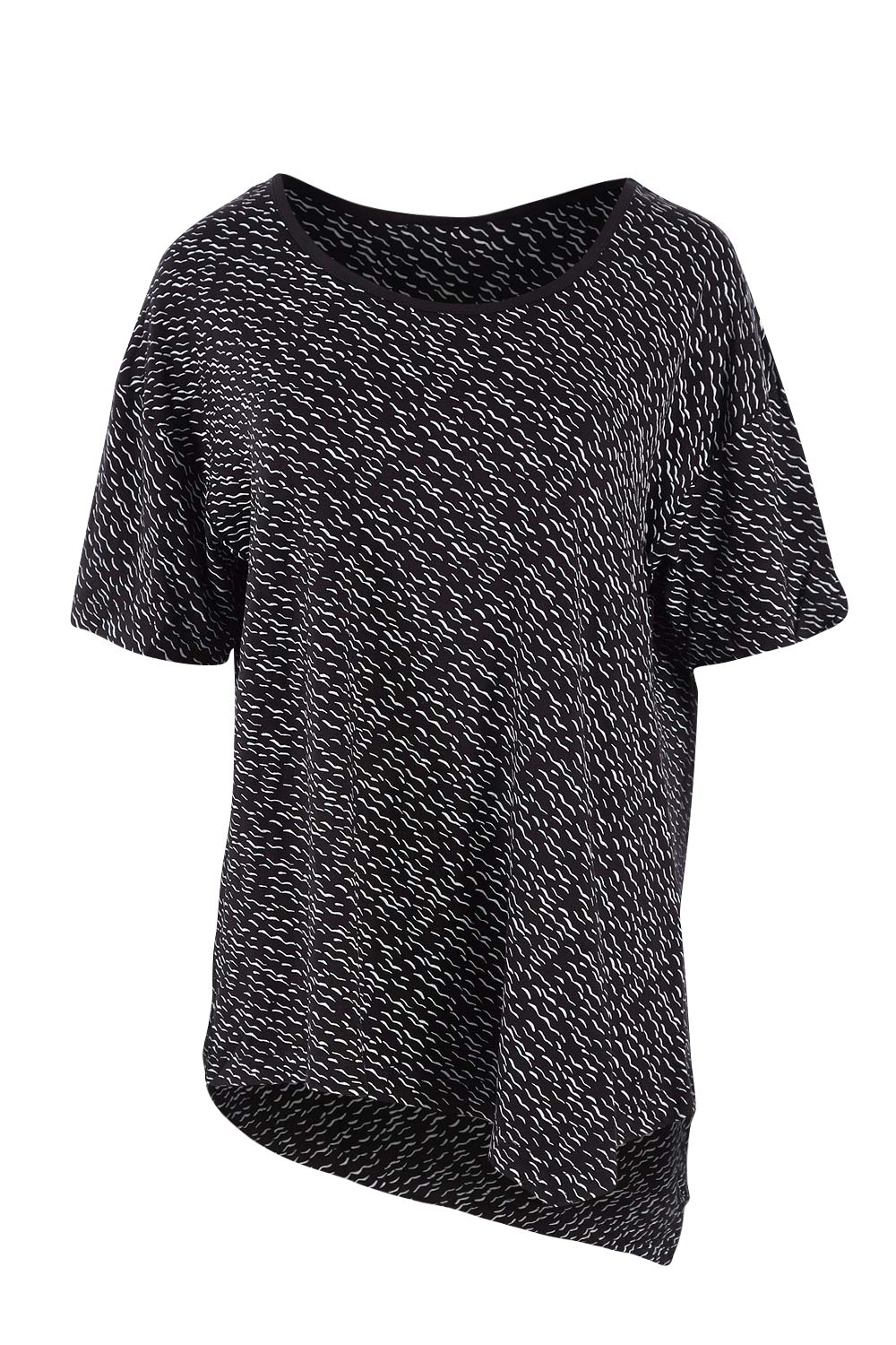 Product shot of the Sicily Top in colour Geo (Black), from the front