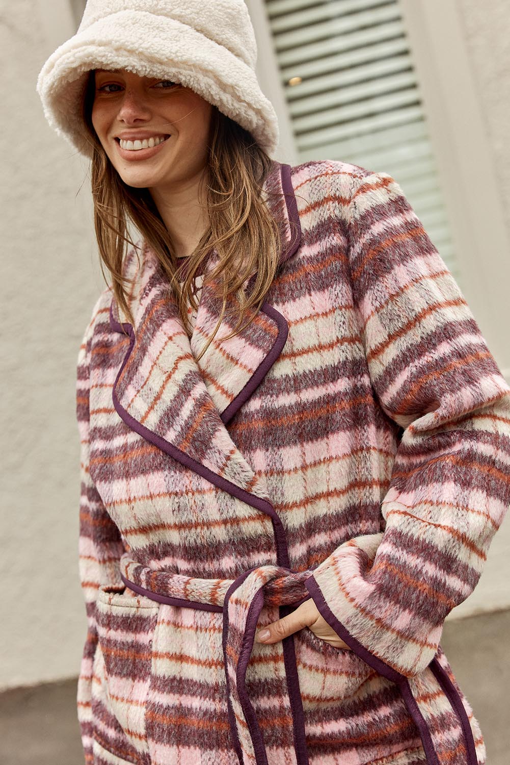Sundae Wool Blend Coat – Wine