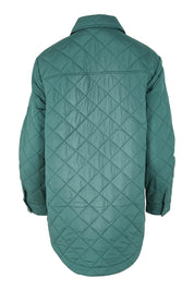 Product shot of the Pasadena Quilted Shacket in colour Silverfern (Green), from the back