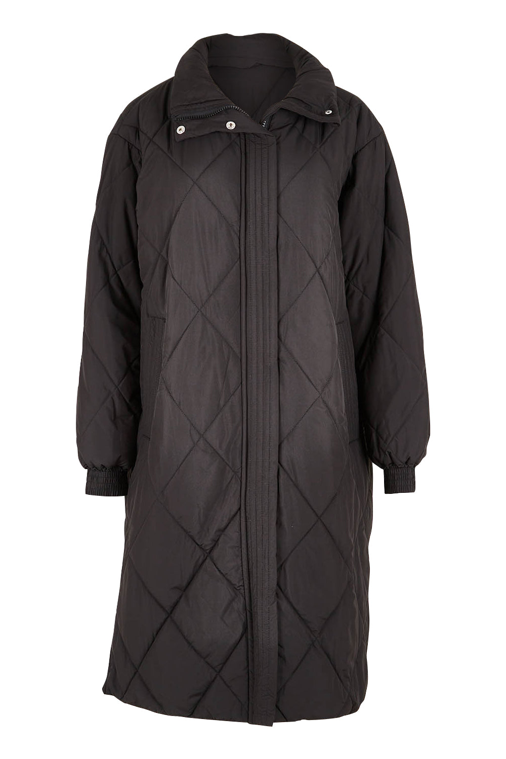 Product shot of the Tribeca Puffer Jacket in colour Black (Black), from the front
