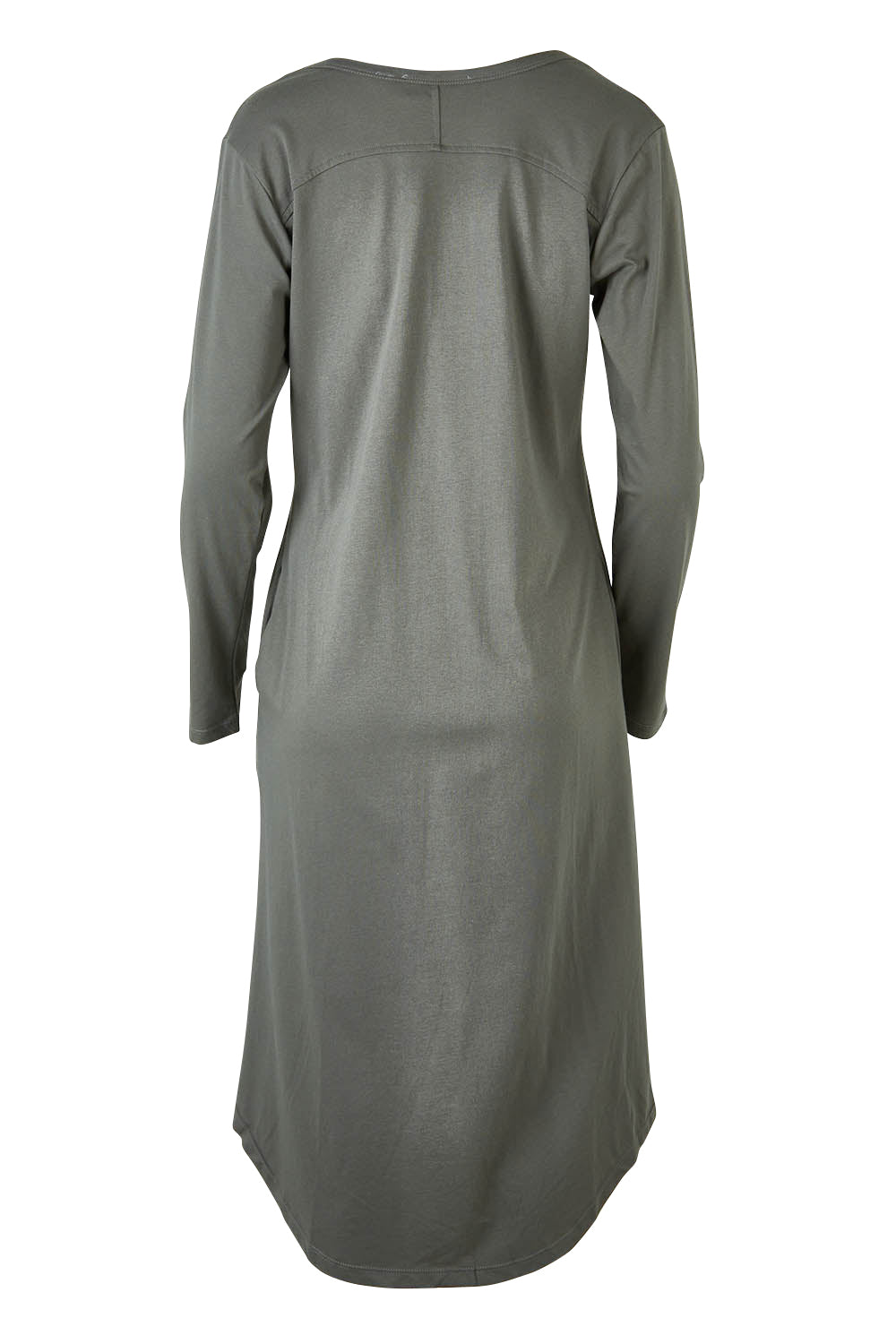 Product shot of the Byron Cardigan in colour Ashgreen, from the back