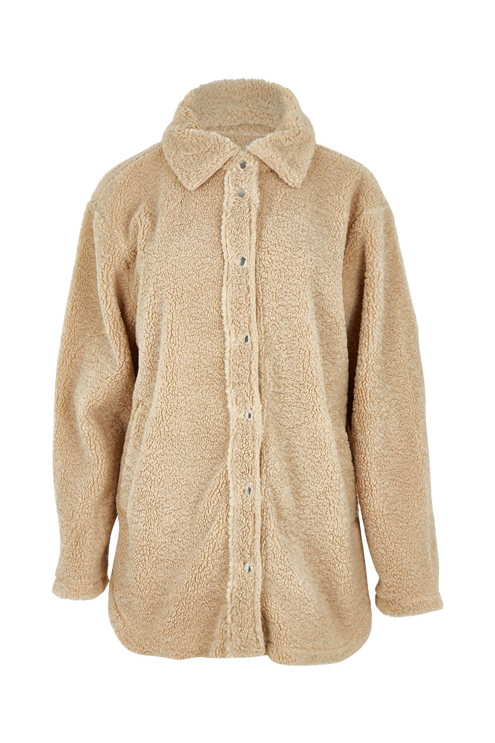 Product shot of the Teddy Jacket in colour Latte, from the front