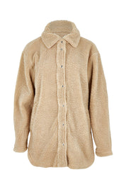 Product shot of the Teddy Jacket in colour Latte, from the front