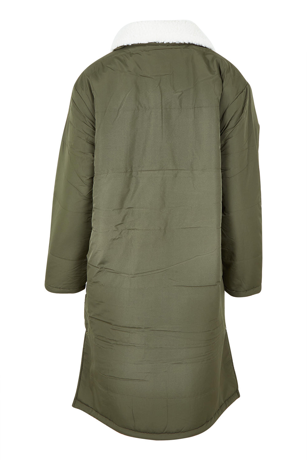 Product shot of the Valkyrie Puffer Jacket in colour Darkgreen (Green), from the back