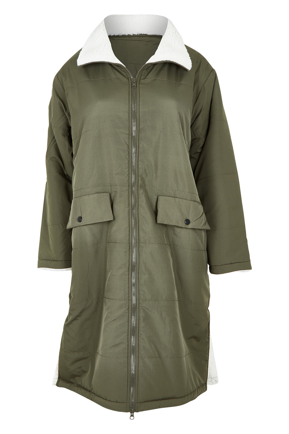 Product shot of the Valkyrie Puffer Jacket in colour Darkgreen (Green), from the front