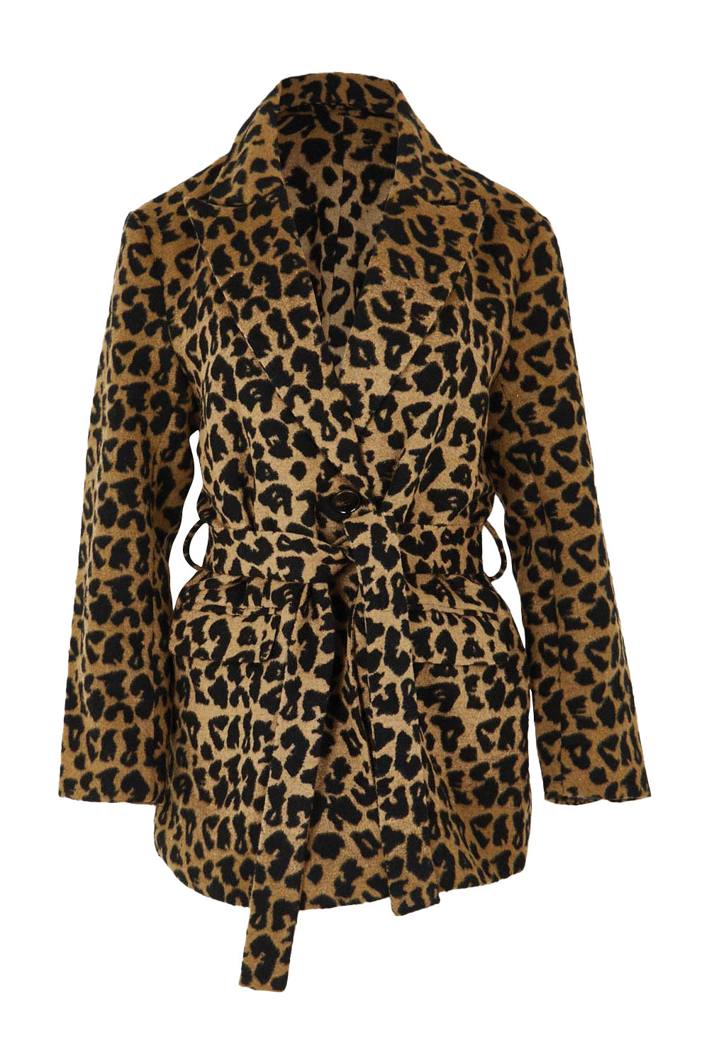 Product shot of the Prague Coat in colour Animal, from the front