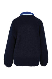 Product shot of the Franklin Fleecy Jacket in colour Blue (Blue), from the back