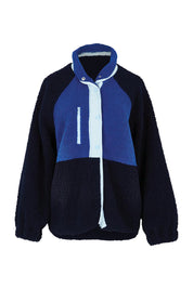Product shot of the Franklin Fleecy Jacket in colour Blue (Blue), from the front