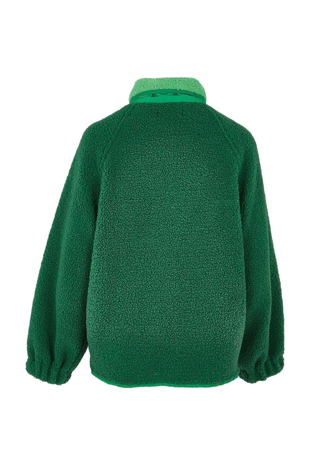 Product shot of the Franklin Fleecy Jacket in colour Green (Green), from the back
