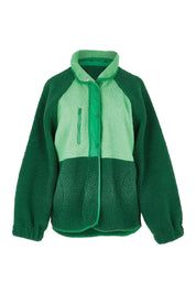 Product shot of the Franklin Fleecy Jacket in colour Green (Green), from the front