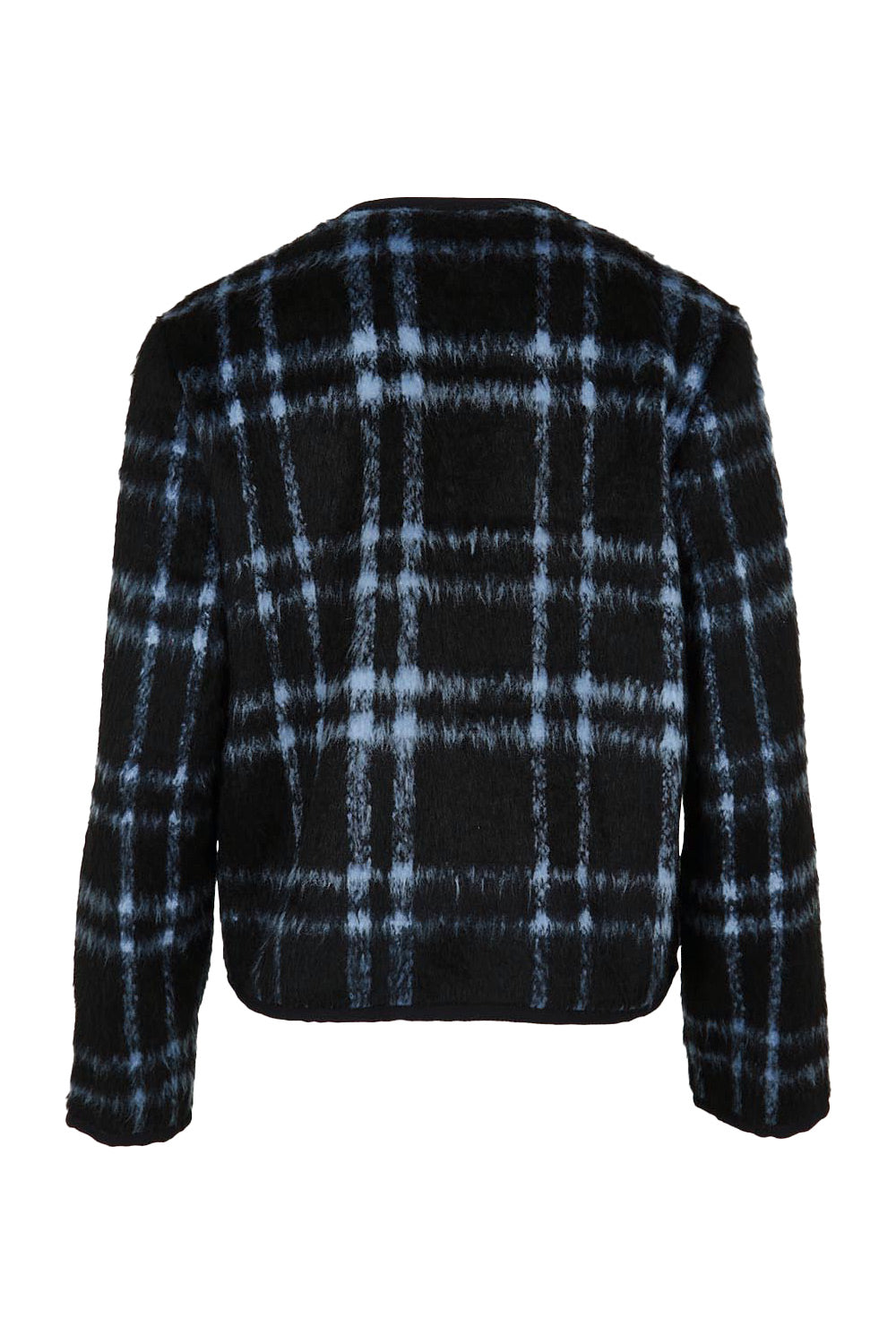 Product shot of the Charlie Check Coat in colour Bluecheck (Blue), from the back