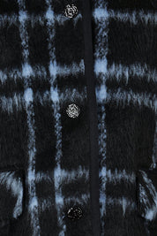 Product shot of the Charlie Check Coat in colour Bluecheck (Blue), detail