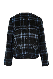 Product shot of the Charlie Check Coat in colour Bluecheck (Blue), from the front