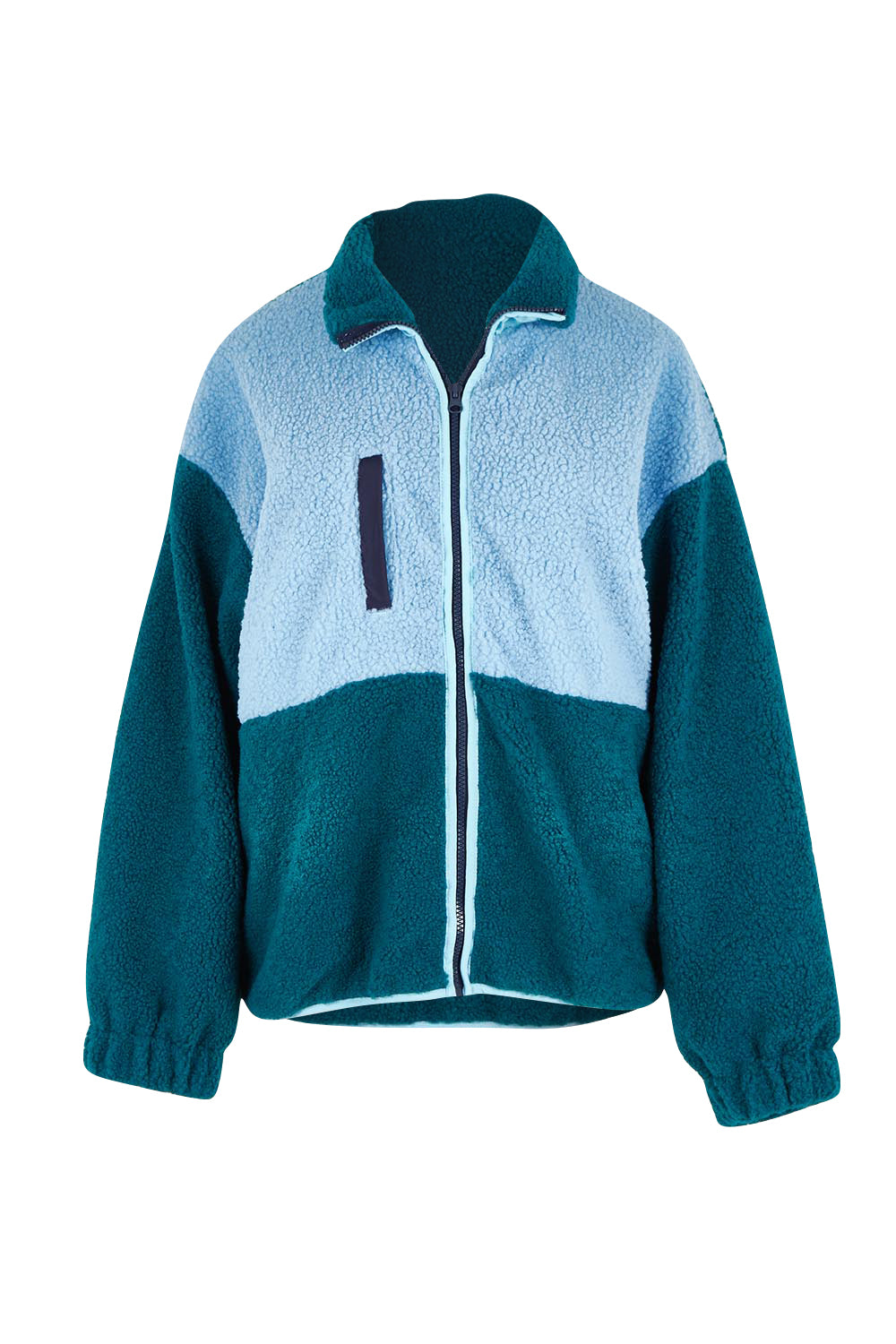 Product shot of the Jayne Fleece Jacket in colour Tealblue (Blue), from the front