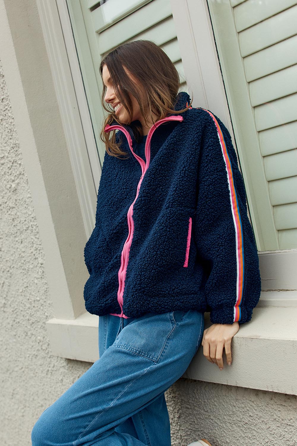 Aubrey Fleece Jacket – Navy
