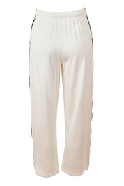 Product shot of the Evelyn Wide Leg Jogger in colour White (White), from the back