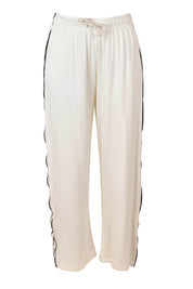 Product shot of the Evelyn Wide Leg Jogger in colour White (White), from the front