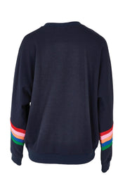 Product shot of the Davina Cotton Blend Jumper in colour Bluemulti (Blue), from the back