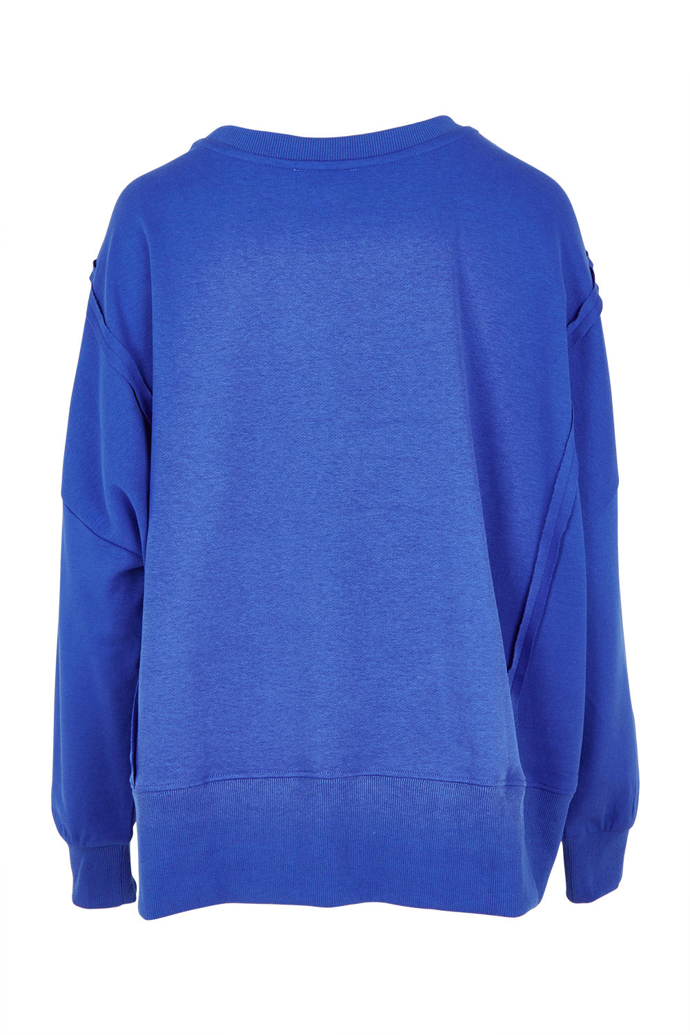 Product shot of the Mykie Cotton Blend Jumper in colour Blue (Blue), from the back