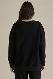 A model wearing the Easy Crew Cotton Sweat in colour Black (Black), from the back