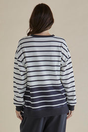 A model wearing the Easy Crew Cotton Sweat in colour Blkwhite, from the back
