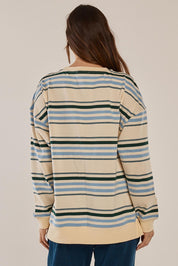 A model wearing the Easy Crew Cotton Sweat in colour Bluegreen (Blue), from the back
