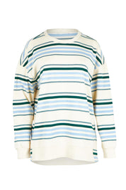 Product shot of the Easy Crew Cotton Sweat in colour Bluegreen (Blue), from the front