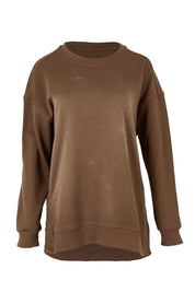 Product shot of the Easy Crew Cotton Sweat in colour Chocolate, from the front