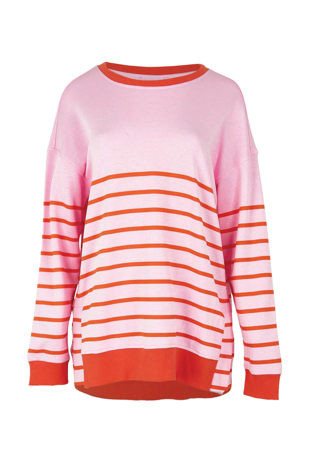 Product shot of the Easy Crew Cotton Sweat in colour Pinkorang (Pink), from the front