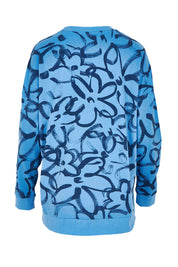 Product shot of the Palma Sweat in colour Bluefloral (Blue), from the back