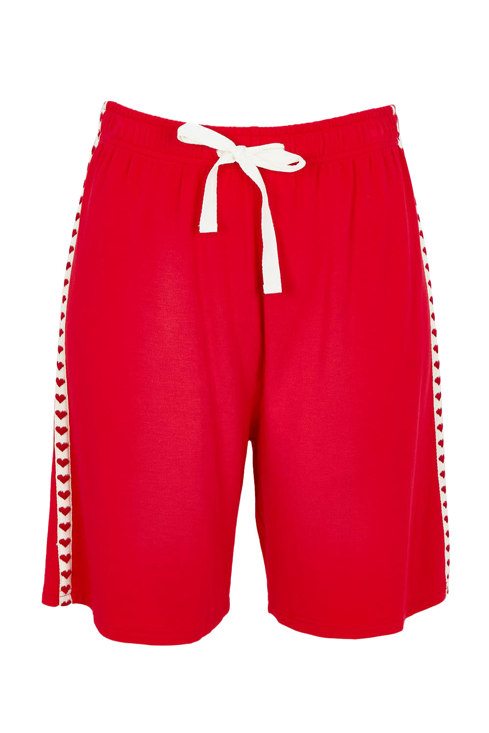 Product shot of the Sia Wide Leg Short in colour Redtrim (Red), from the front