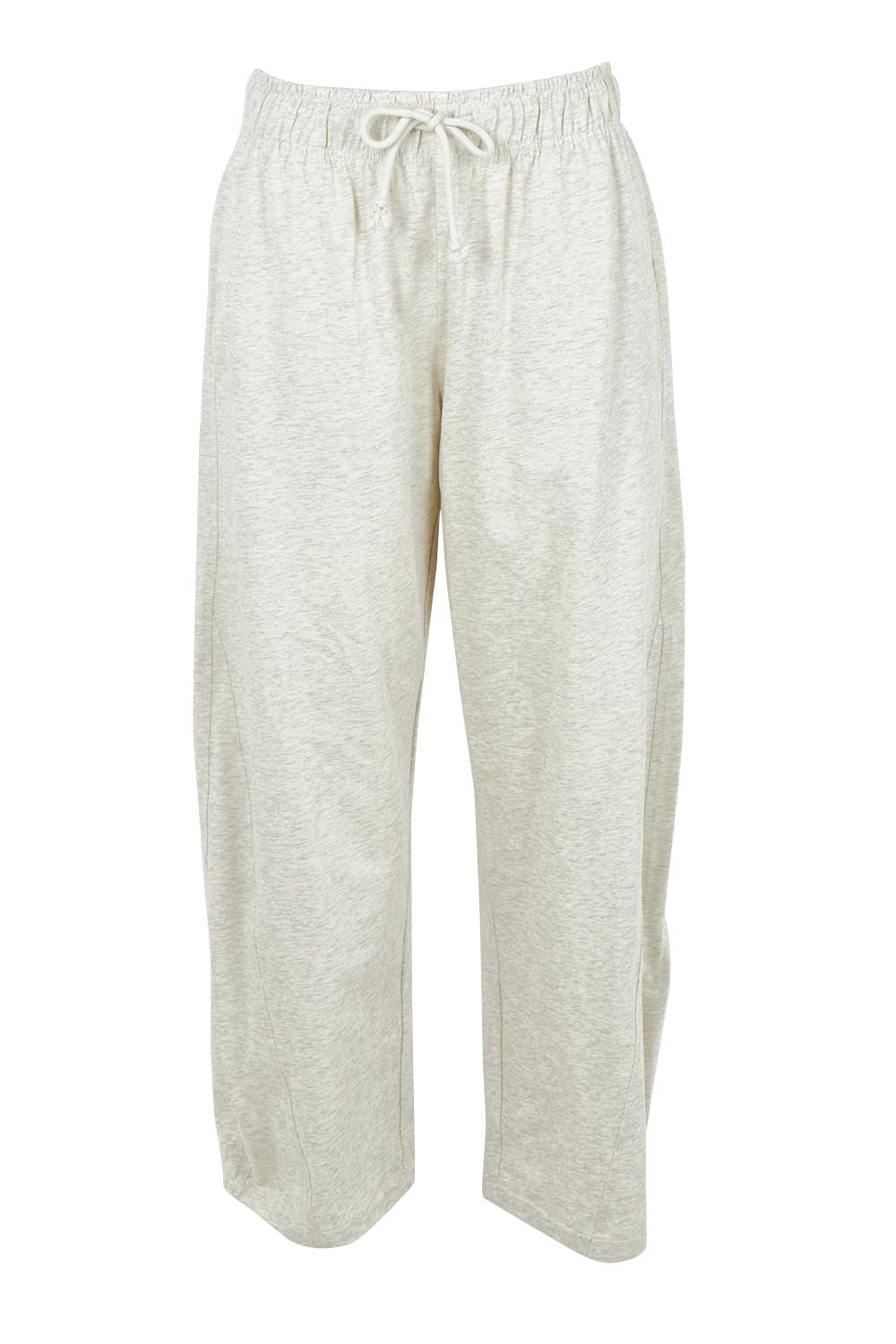Product shot of the Barrel Leg Cotton Sweatpant in colour Greymarle (Grey), from the front