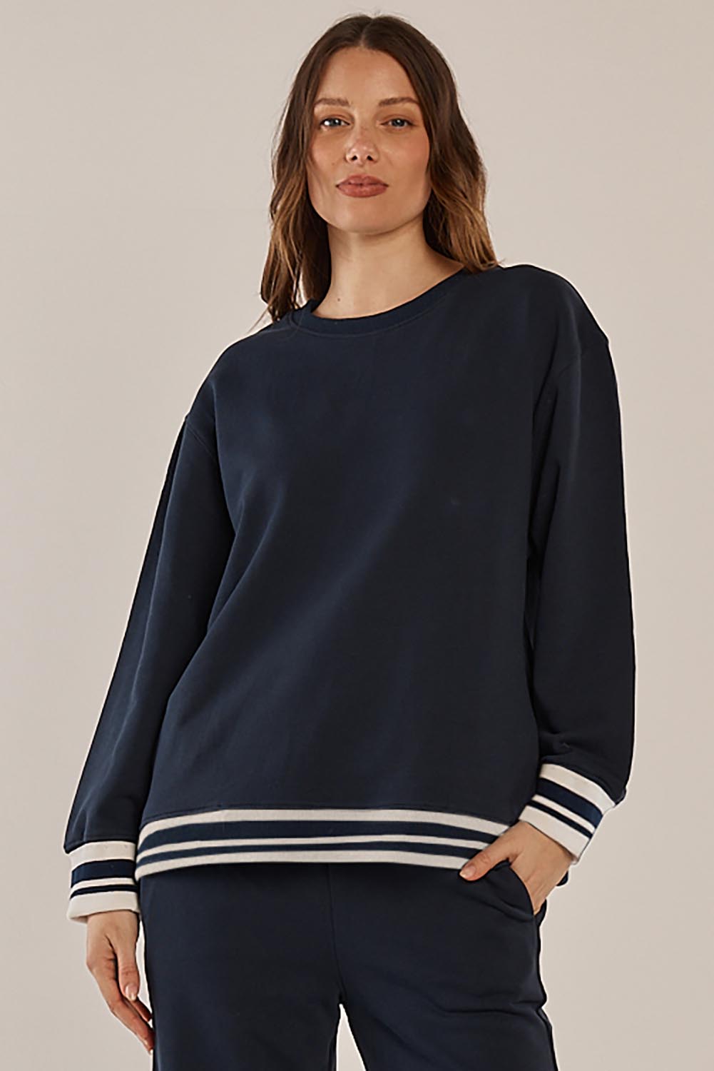 Stazie Cotton Sweatshirt – Navy