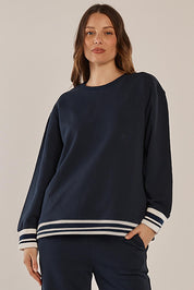 Stazie Cotton Sweatshirt – Navy