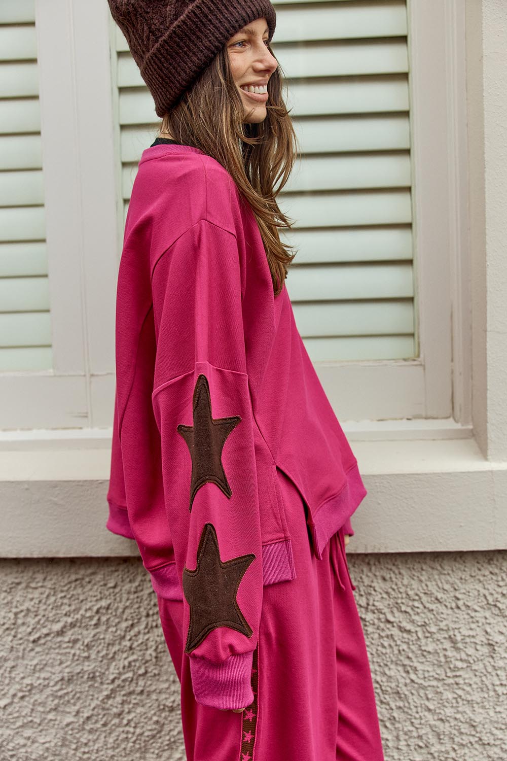 Saskia Cotton Blend Sweatshirt – Mulberry