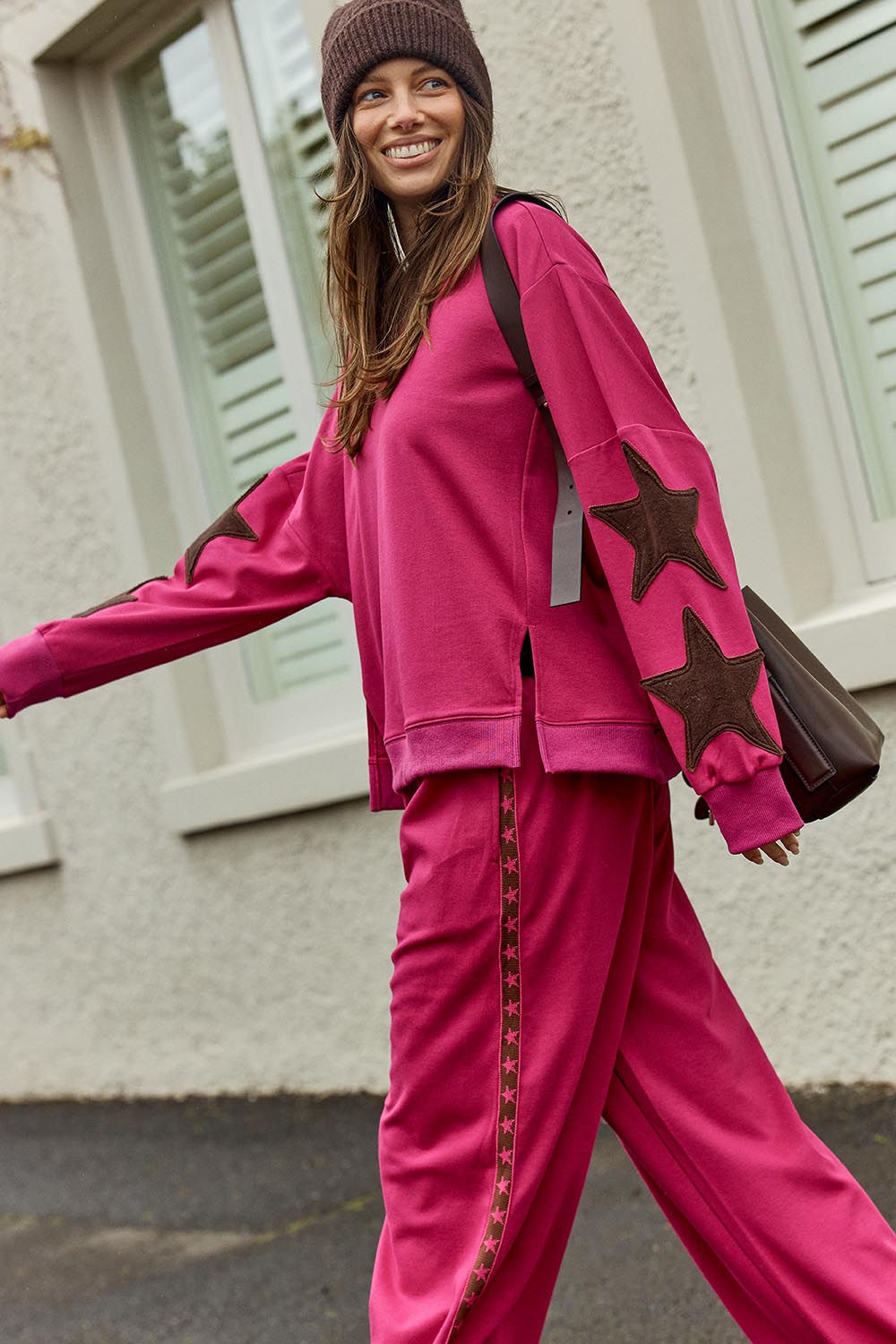 Saskia Cotton Blend Trackpant – Mulberry