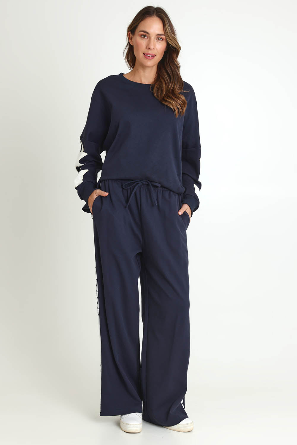 Saskia Cotton Blend Trackpant – Navy