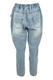Product shot of the Brooks Jean in colour Lightblue (Blue), from the back