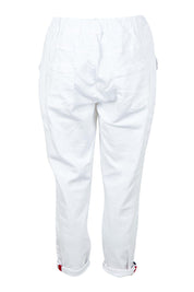 Product shot of the Brooks Jean in colour Snowwhite (White), from the back