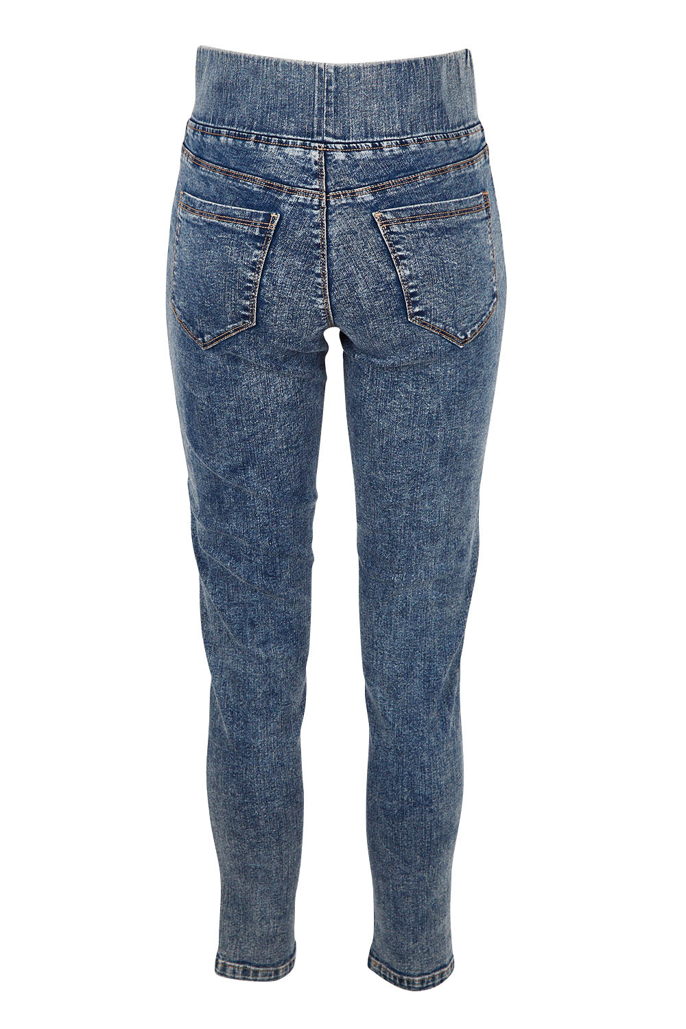 Product shot of the Aiden Stretch Jean in colour Dustyblue (Blue), from the back