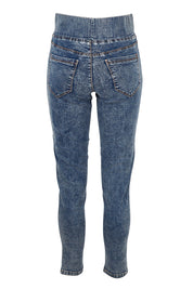 Product shot of the Aiden Stretch Jean in colour Dustyblue (Blue), from the back