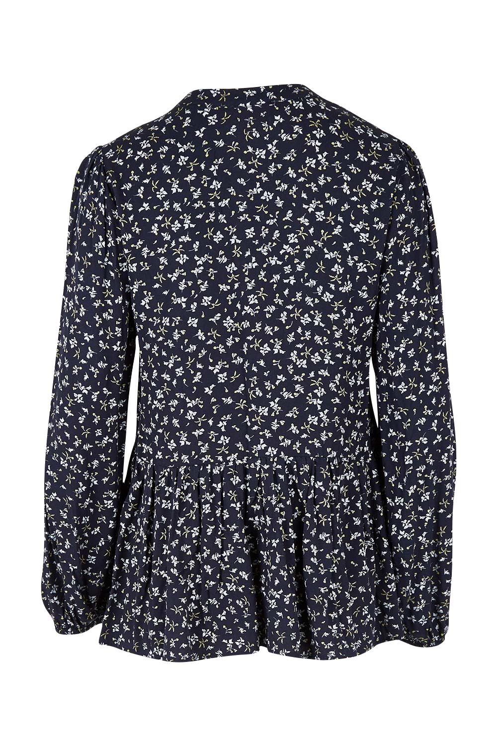 Product shot of the Lexton Blouse in colour Floral (Black), from the back